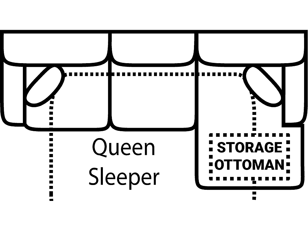 Sofa Chaise Qn. Sleeper w/ Stor. Gel - image 1
