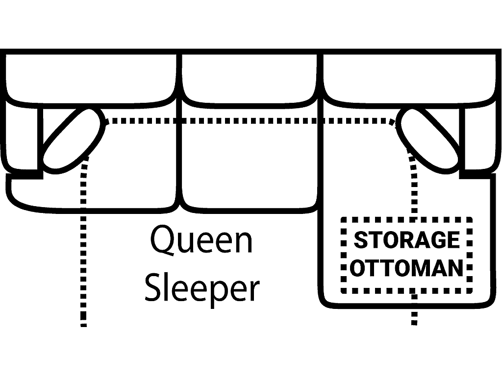 Sofa Chaise Qn Sleeper w/ Stor. Gel - image 1