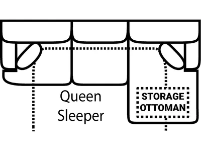 Sofa Chaise Qn Sleeper w/ Stor. Gel