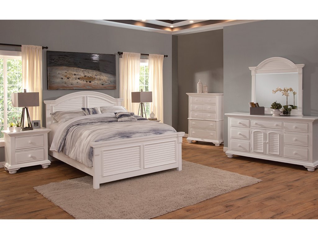 6510 Cottage Traditions 5 Pcs Bedroom Set- Queen Arched Bed, Triple Dresser, Mirror, Chest, 2 Drawer  Nightstand - main image