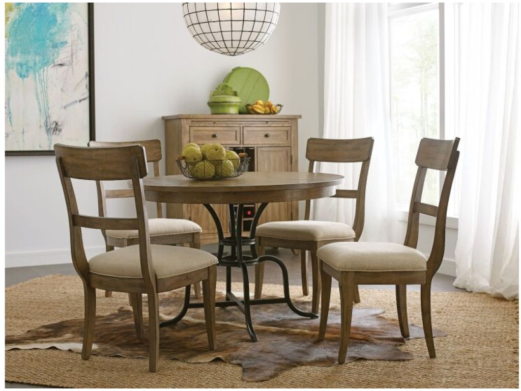 54" Round Dining Table With Metal Base - image 1