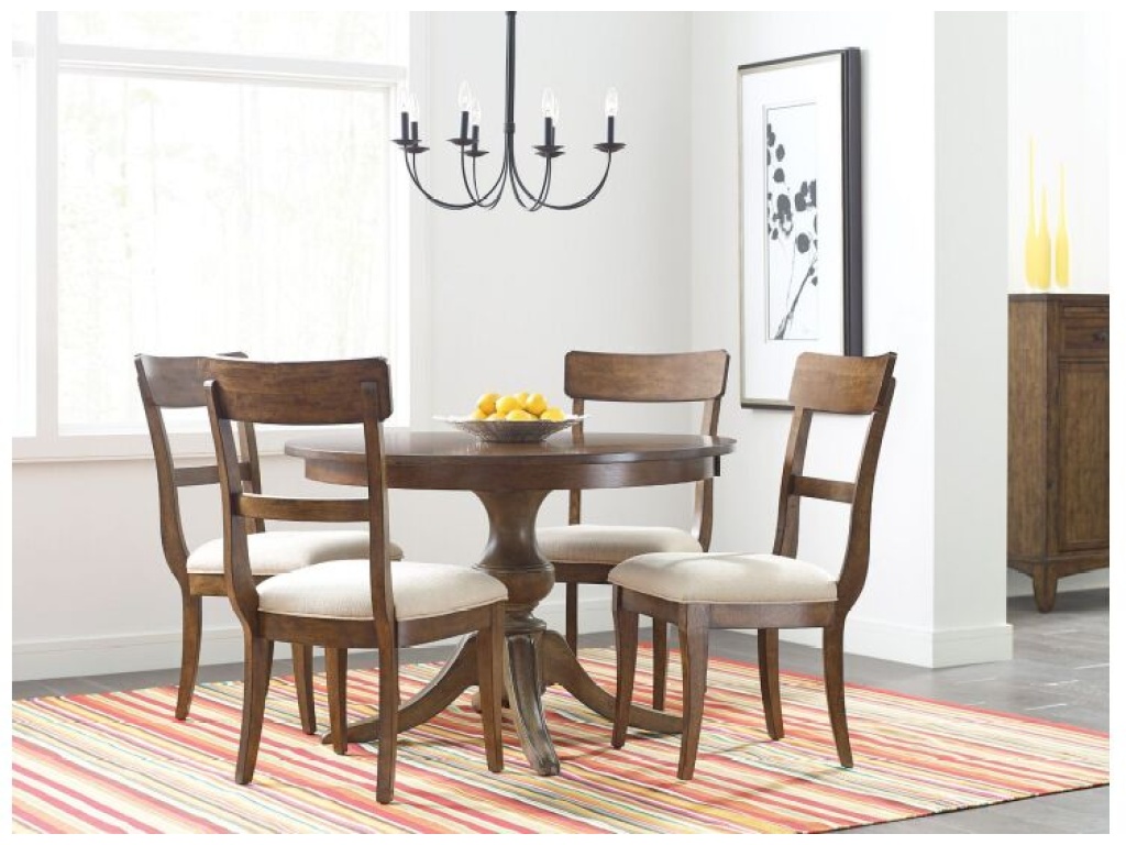44" Round Dining Table With Wood Base - image 1