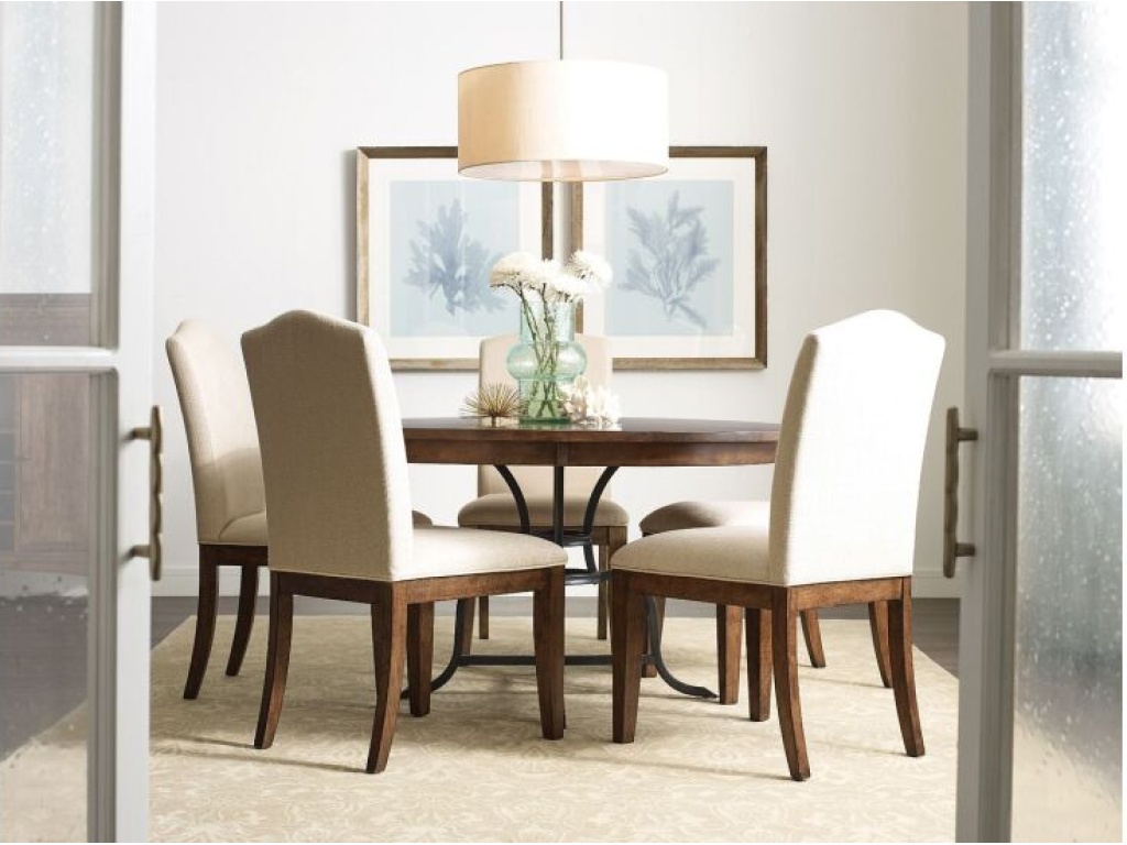 54" Round Dining Table With Metal Base - image 1