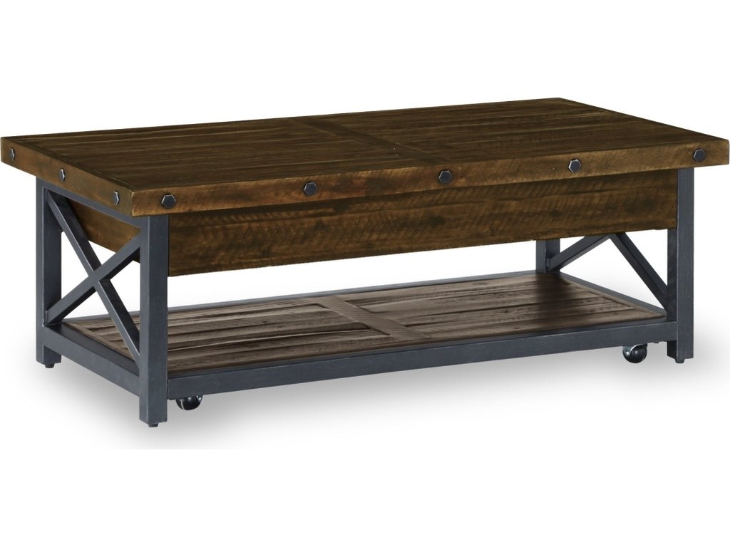 Carpenter Brown Rectangular Lift-Top Coffee Table with Casters - main image