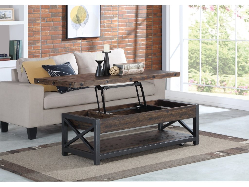 Carpenter Brown Rectangular Lift-Top Coffee Table with Casters - image 1