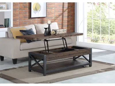 Carpenter Brown Rectangular Lift-Top Coffee Table with Casters - Alternative View