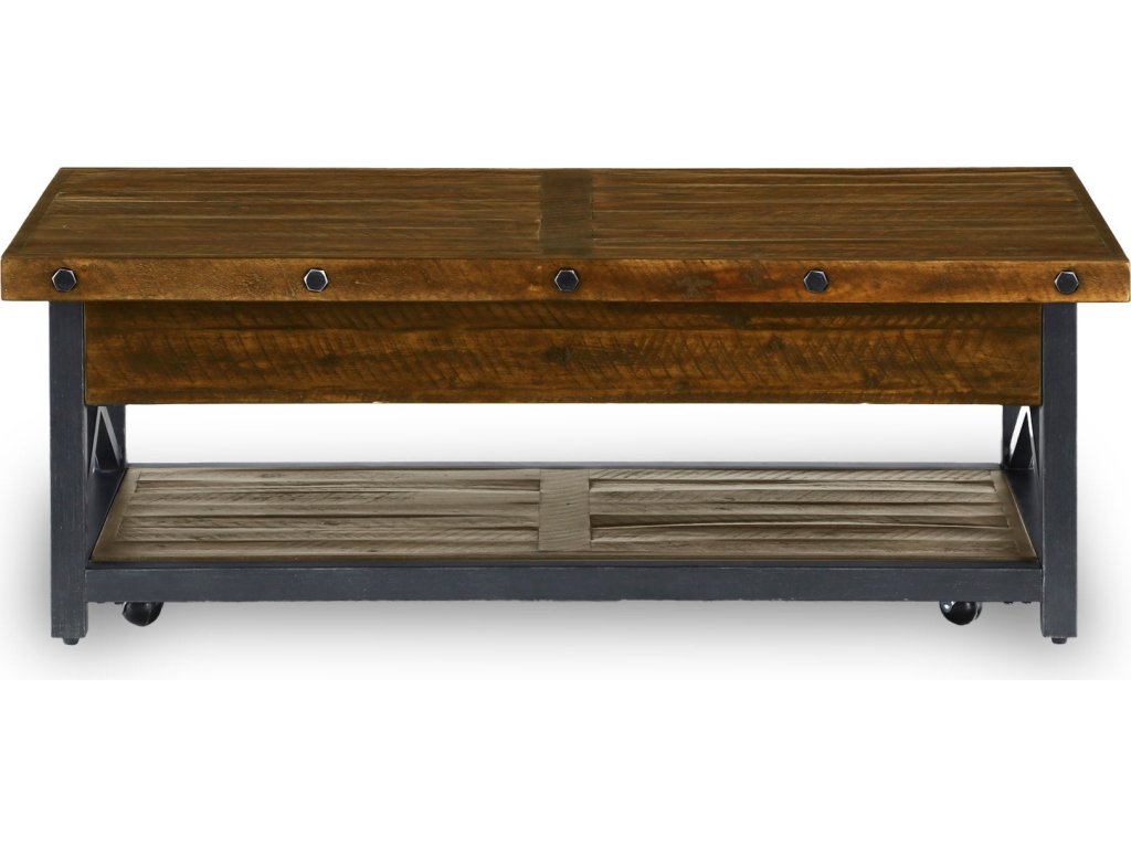 Carpenter Brown Rectangular Lift-Top Coffee Table with Casters - image 2