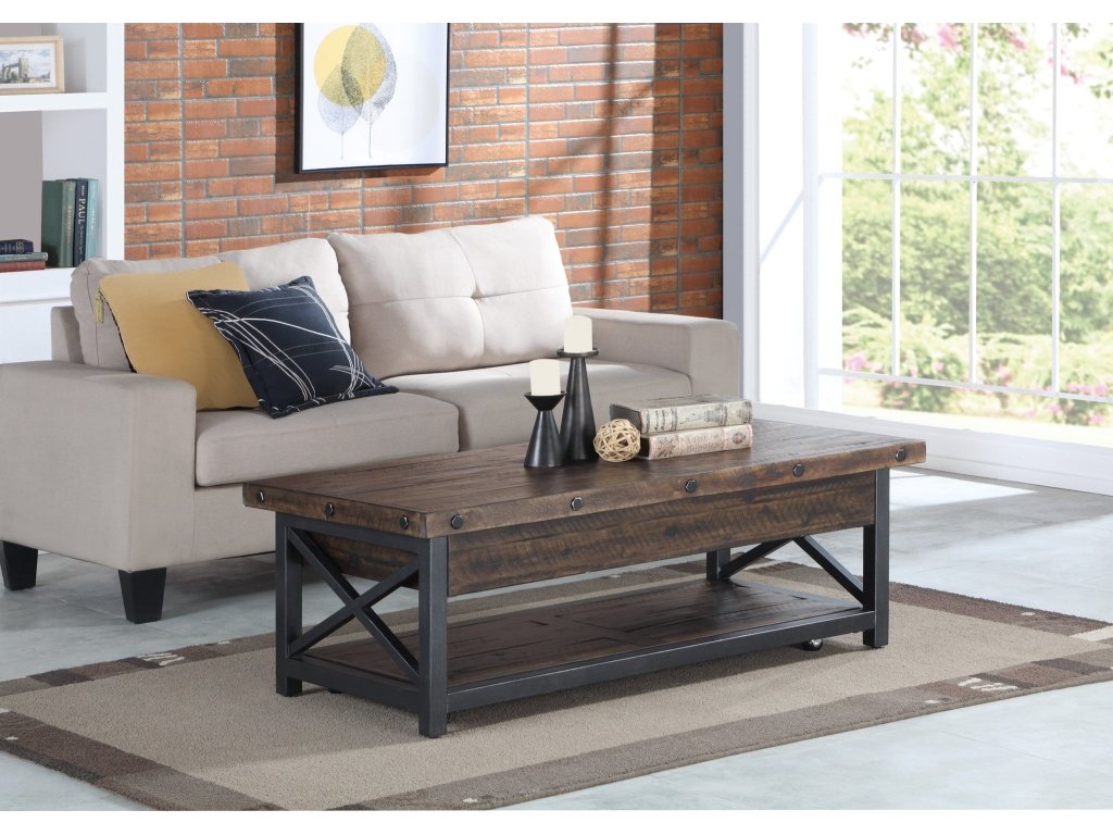 Carpenter Brown Rectangular Lift-Top Coffee Table with Casters - image 5