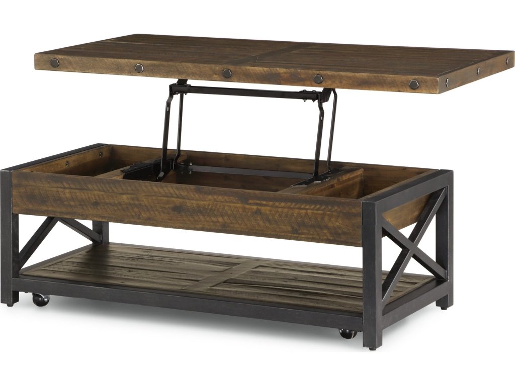 Carpenter Brown Rectangular Lift-Top Coffee Table with Casters - image 6