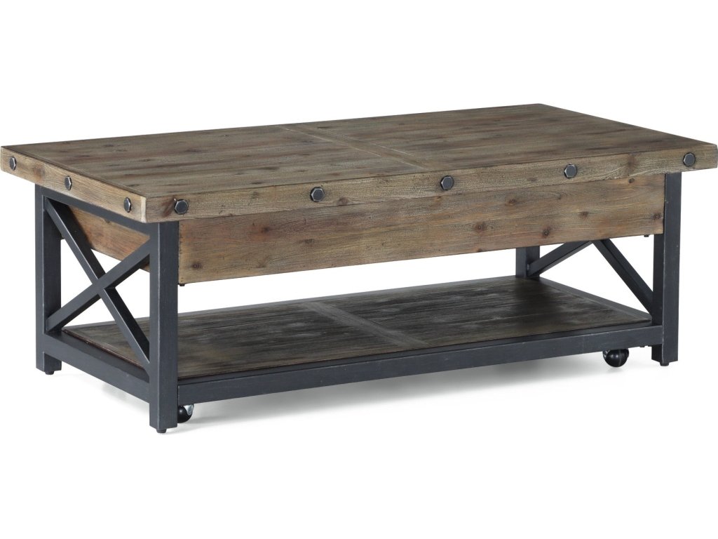 Carpenter Brown Rectangular Lift-Top Coffee Table with Casters - main image