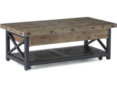 Carpenter Brown Rectangular Lift-Top Coffee Table with Casters