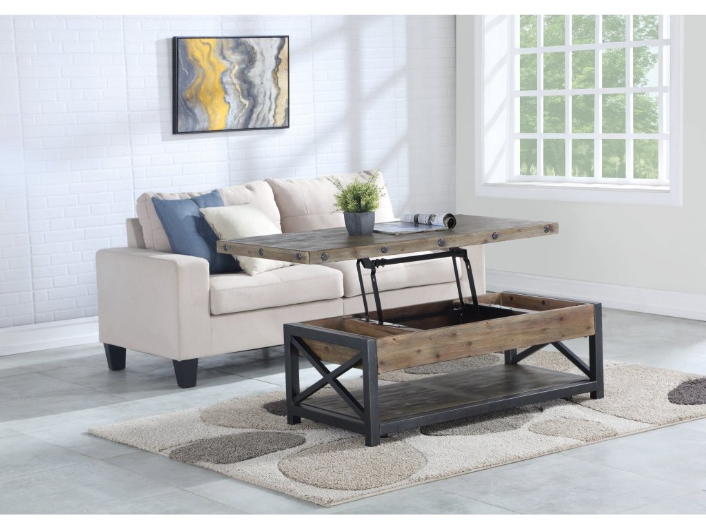 Carpenter Brown Rectangular Lift-Top Coffee Table with Casters - image 3