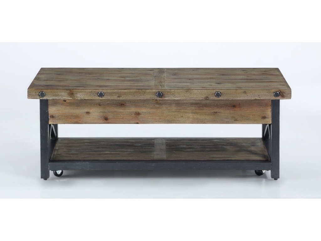 Carpenter Brown Rectangular Lift-Top Coffee Table with Casters - image 4