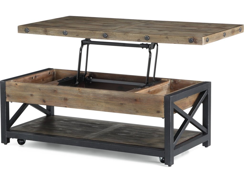 Carpenter Brown Rectangular Lift-Top Coffee Table with Casters - image 5