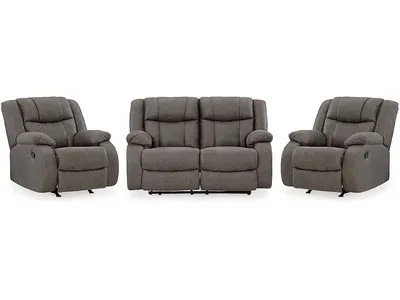 First Base Reclining Loveseat and 2 Recliners