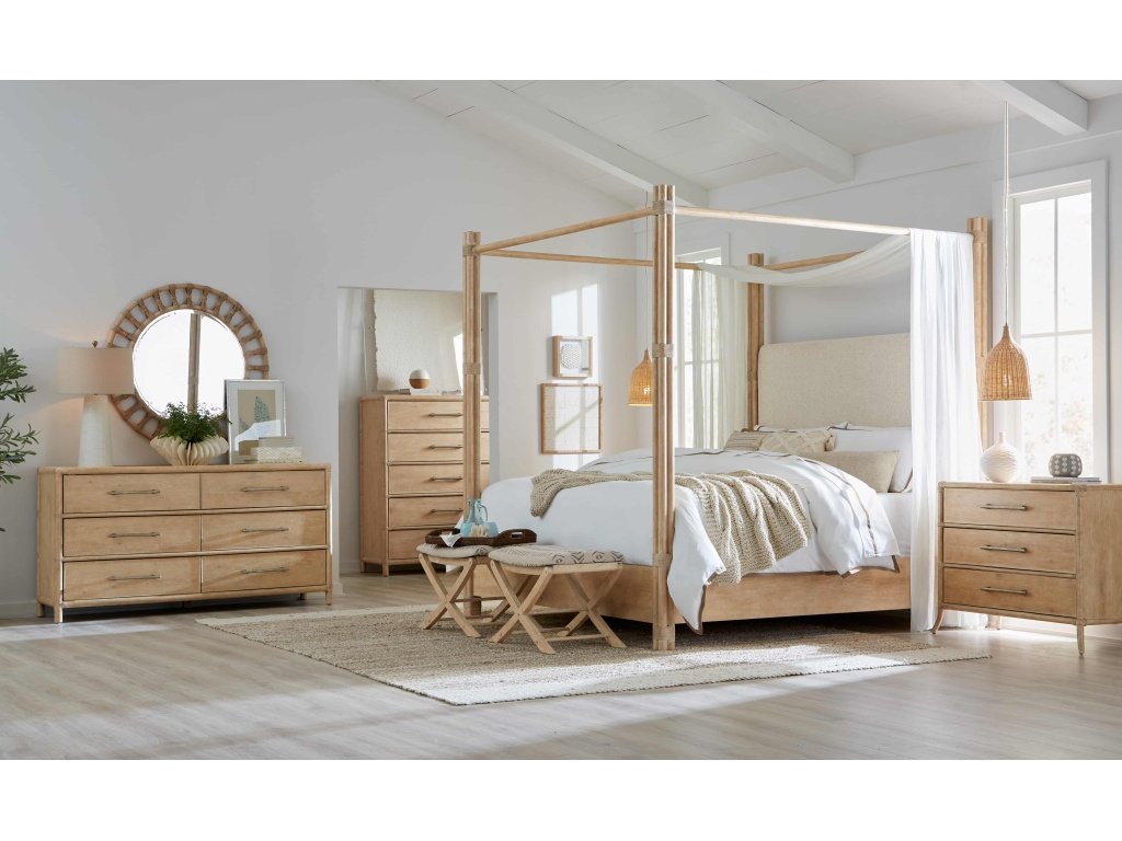 Retreat Pole Rattan Cal King Upholstered Poster Bed w/Canopy - image 4