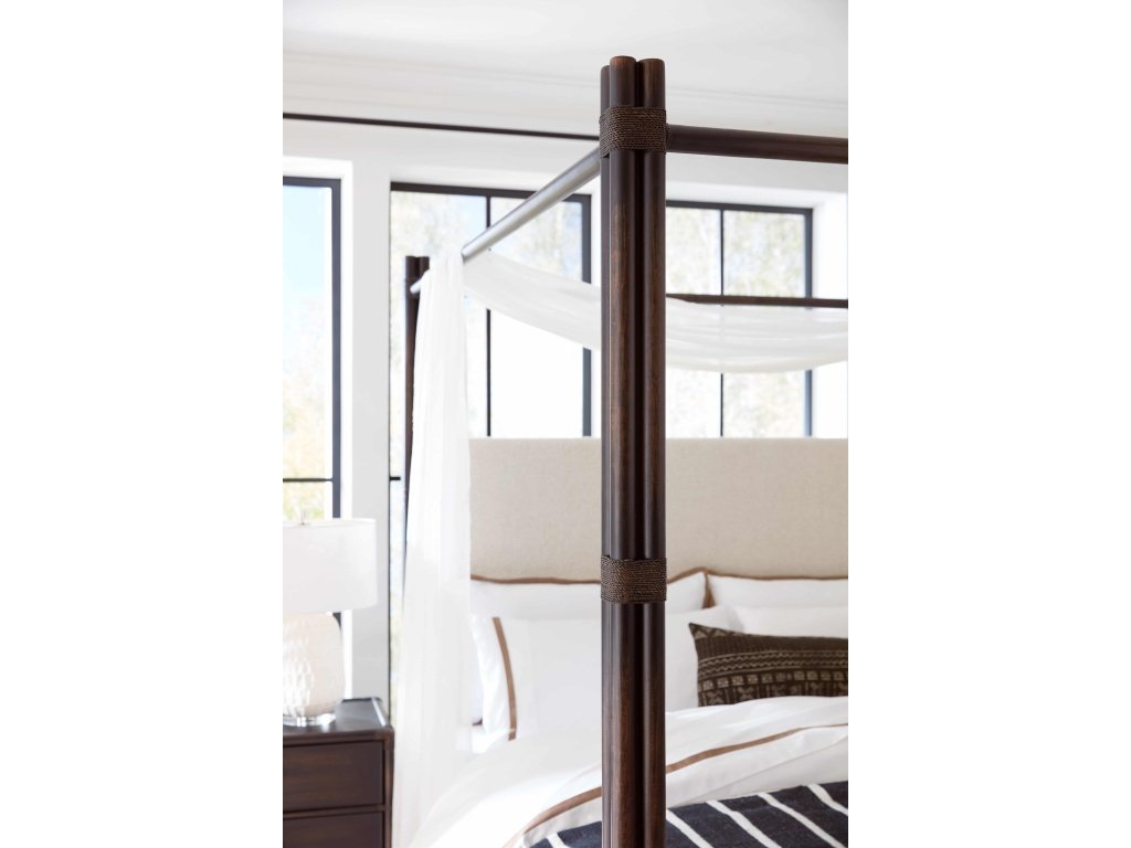 Retreat Pole Rattan Cal King Upholstered Poster Bed w/Canopy - image 3