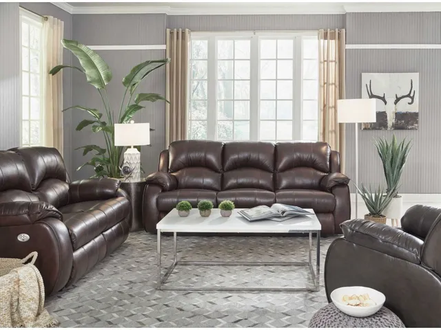 Double Reclining Power Headrest Loveseat with Console