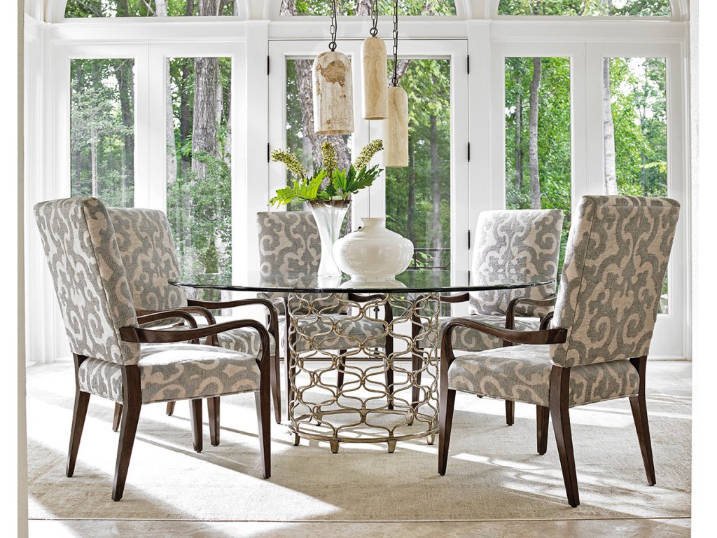 Bollinger Round Dining Table With 72 Inch Glass Top - image 1