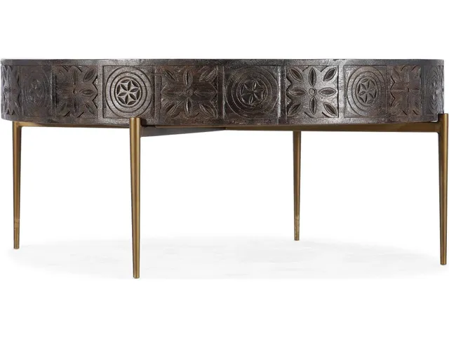 Commerce & Market Carved Round Cocktail Table