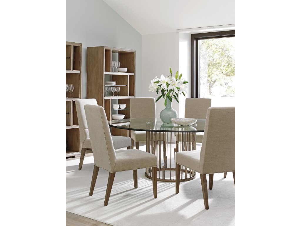 Rendezvous Round Metal Dining Table With 72 Inch Glass Top - image 2