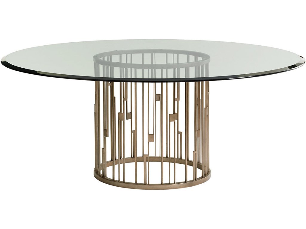 Rendezvous Round Metal Dining Table With 72 Inch Glass Top - main image