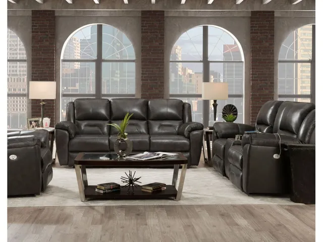 Double Reclining Power Headrest Loveseat with Console