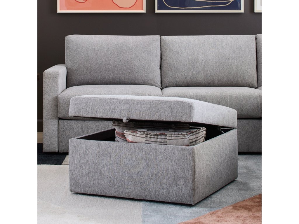 Flex Gray Fabric Square Storage Ottoman - image 1