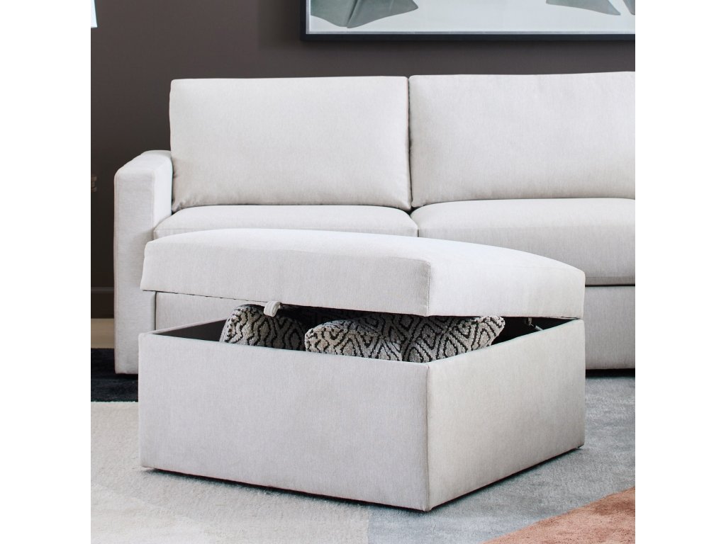 Flex Gray Fabric Square Storage Ottoman - image 2