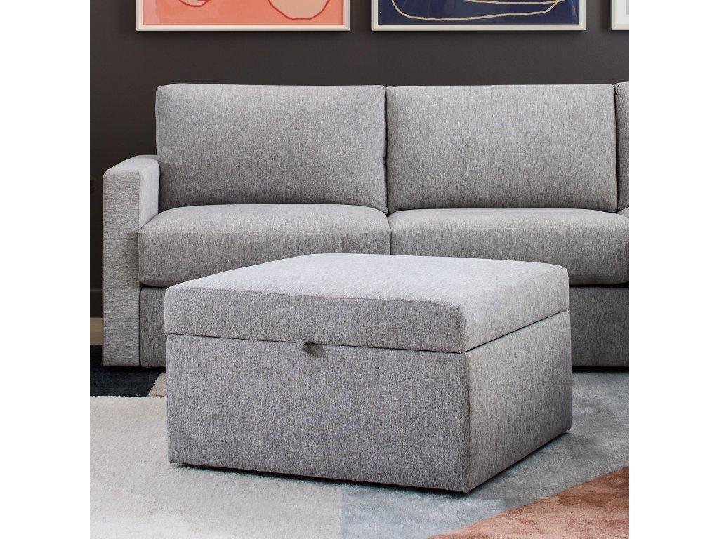Flex Gray Fabric Square Storage Ottoman - image 3