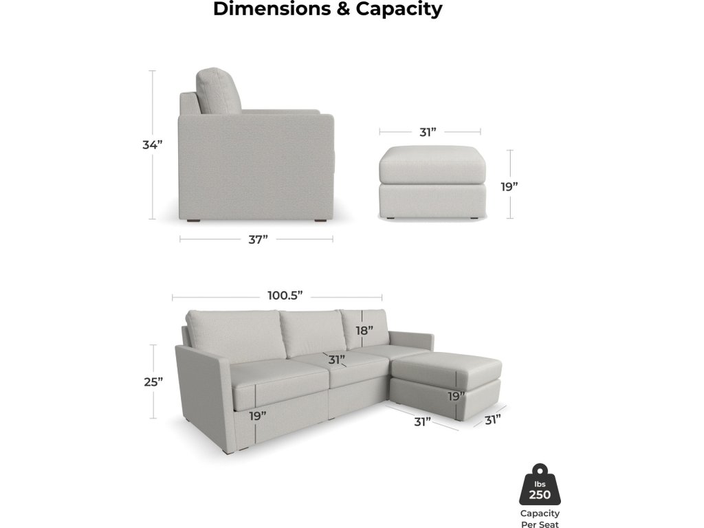 Flex Frost Sofa with Narrow Arm and Storage Ottoman - image 2
