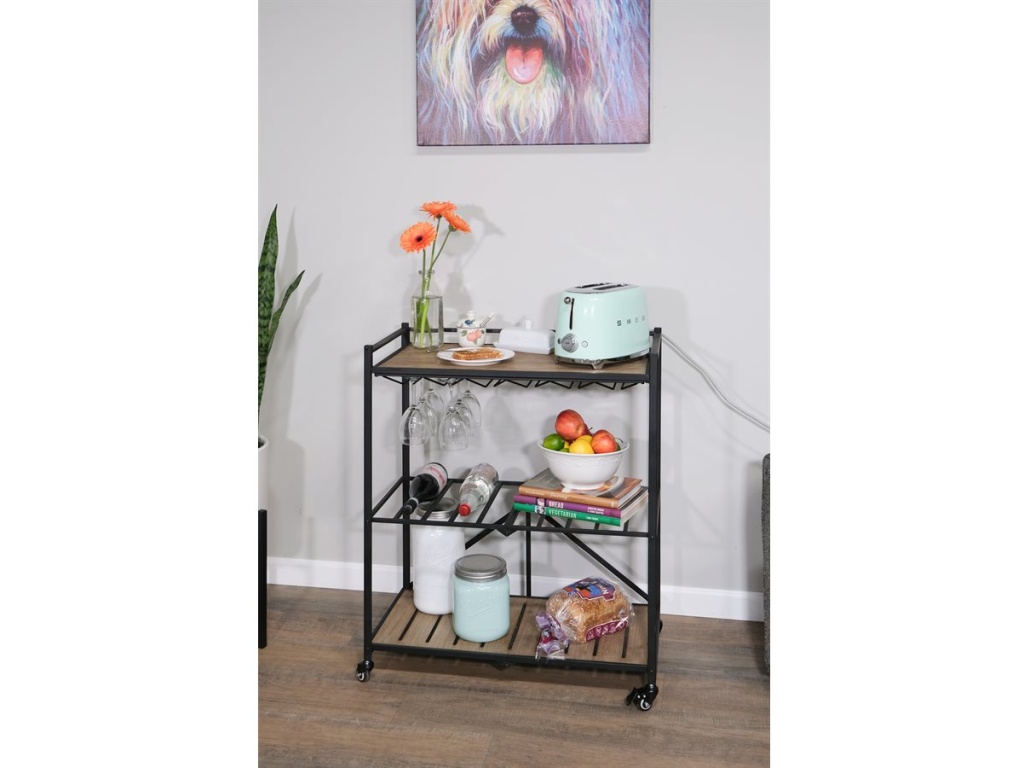 3 Shelf Folding Bar Cart - image 5