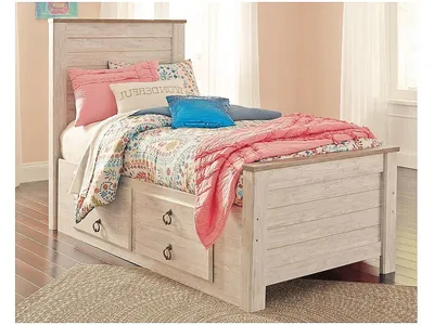Willowton Twin Panel Bed with 2 Storage Drawers