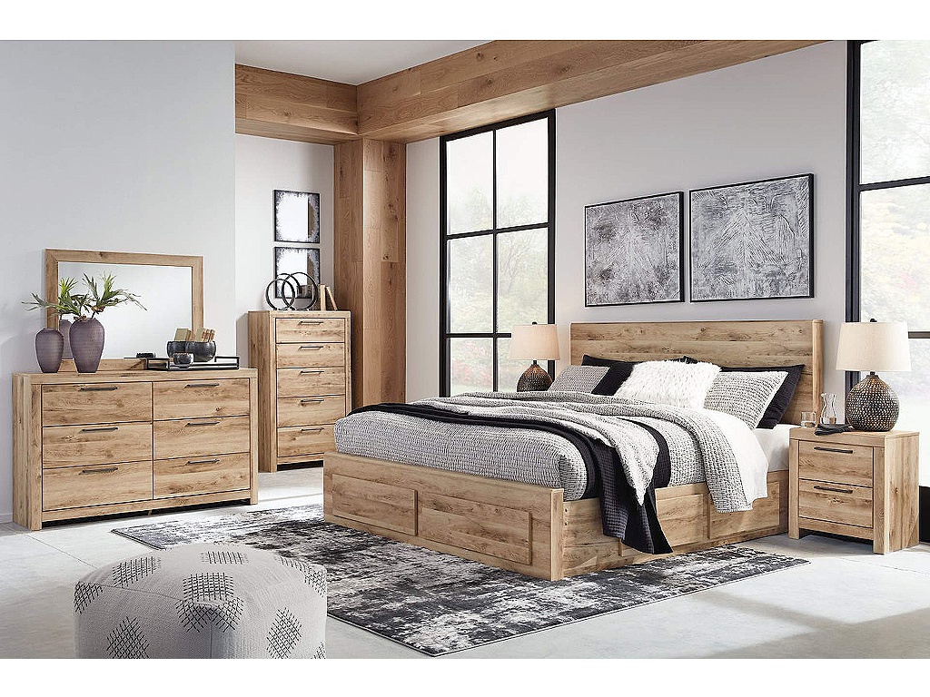 Hyanna Queen Panel Storage Bed with 1 Side Storage, Dresser and Mirror - image 9