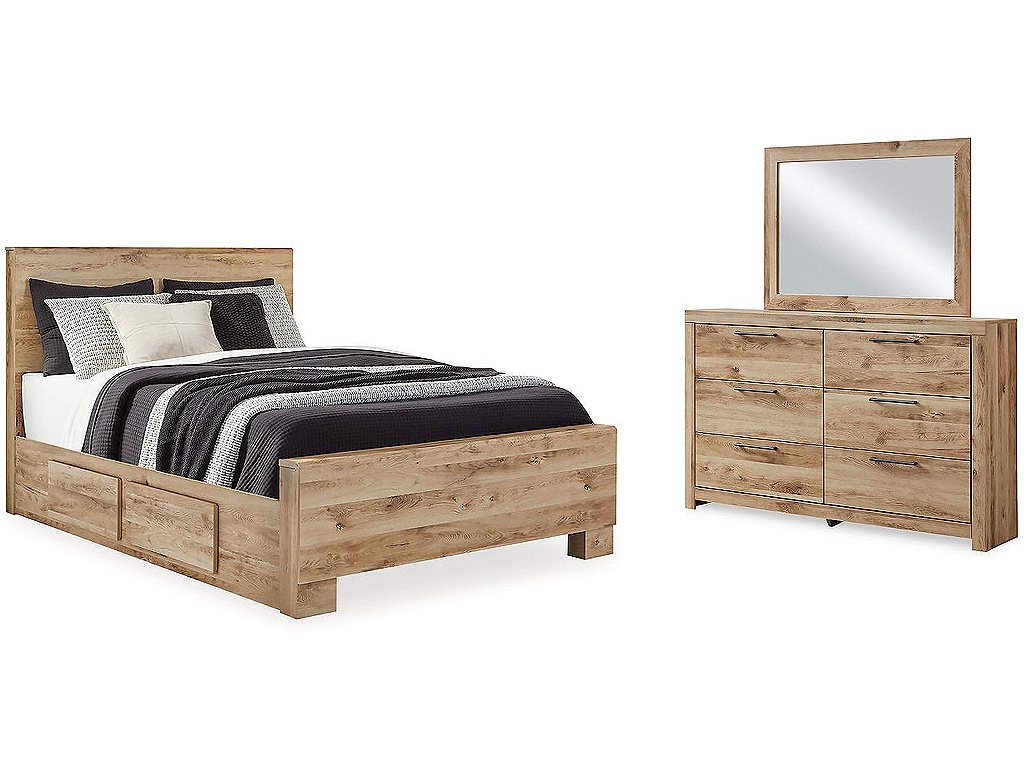 Hyanna Queen Panel Bed with 2 Side Storage, Dresser and Mirror - main image