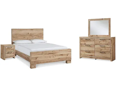 Hyanna King Panel Bed, Dresser, Mirror, and Nightstand