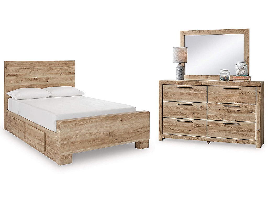 Hyanna Full Panel Bed with 2 Side Storage, Dresser and Mirror - main image