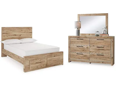 Hyanna Full Panel Storage Bed, Dresser and Mirror