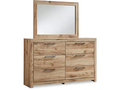 Hyanna Queen Panel Storage Bed with 1 Side Storage, Dresser and Mirror