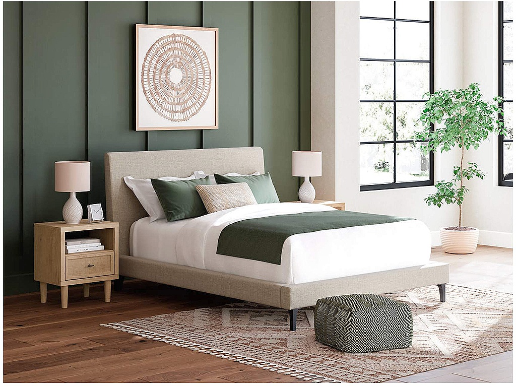 Cielden Queen Upholstered Bed with Roll Slats - image 1