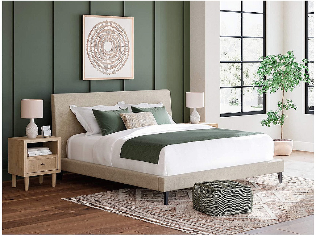 Cielden King Upholstered Bed with Roll Slats - image 1