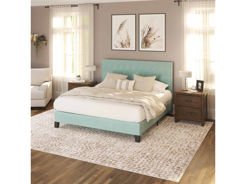 Full Upholstered Headboard-Footboard-Rails-Light Blue - image 5