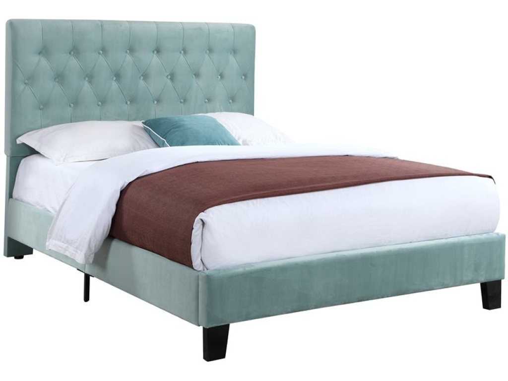 Full Upholstered Headboard-Footboard-Rails-Light Blue - main image