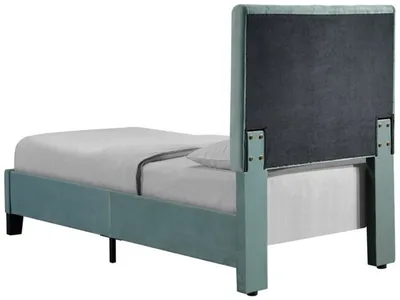 Twin Upholstered Headboard-Footboard-Rails-Light Blue - Alternative View