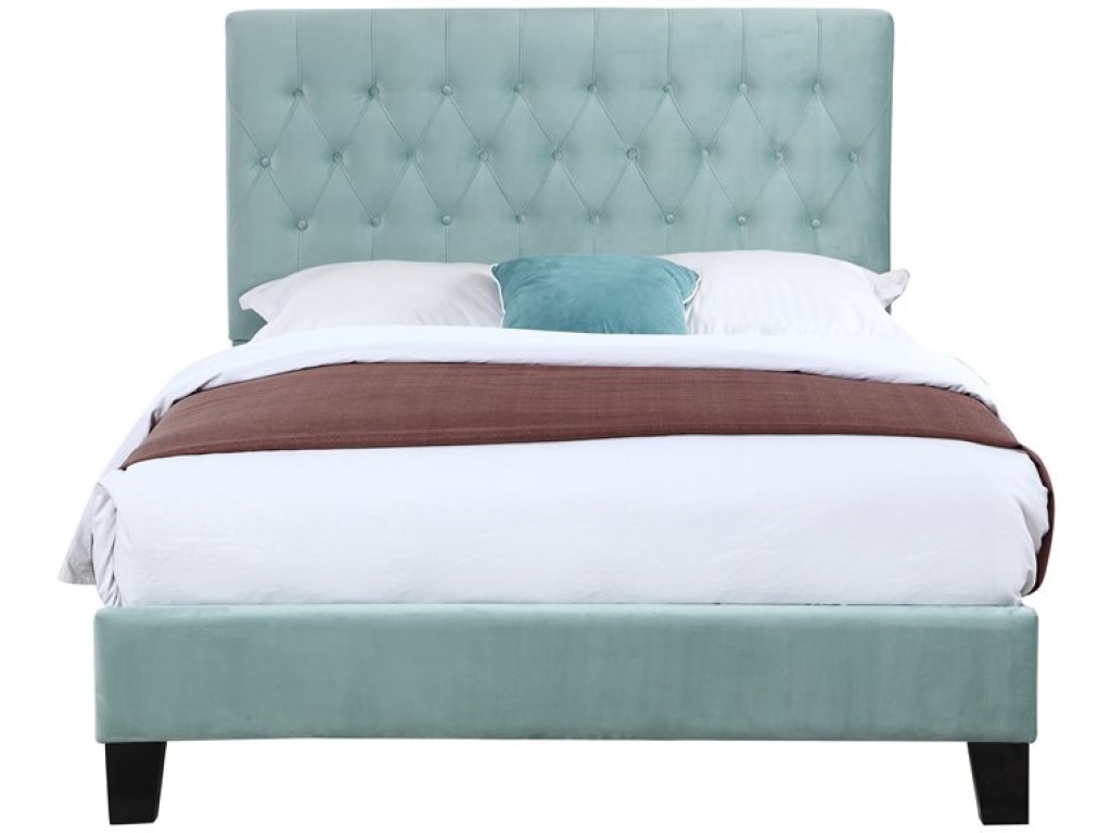 King Upholstered Headboard-Footboard-Rails-Light Blue - main image