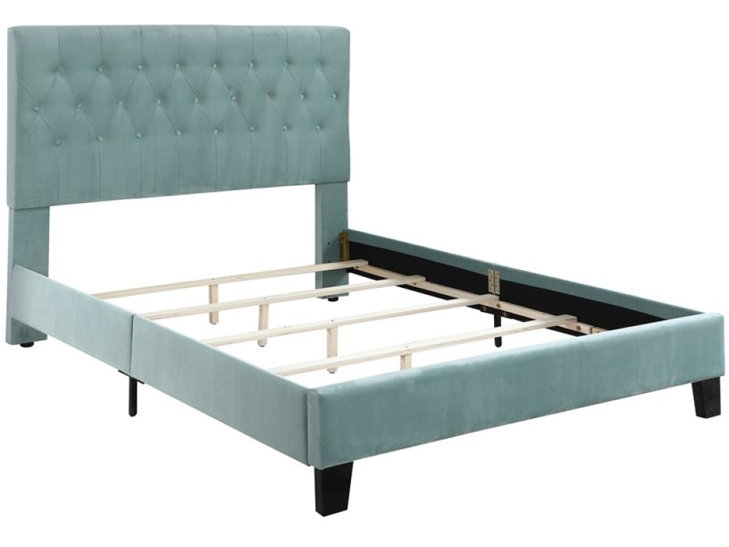 Cal King Upholstered Headboard-Footboard-Rails-Light Blue - image 2