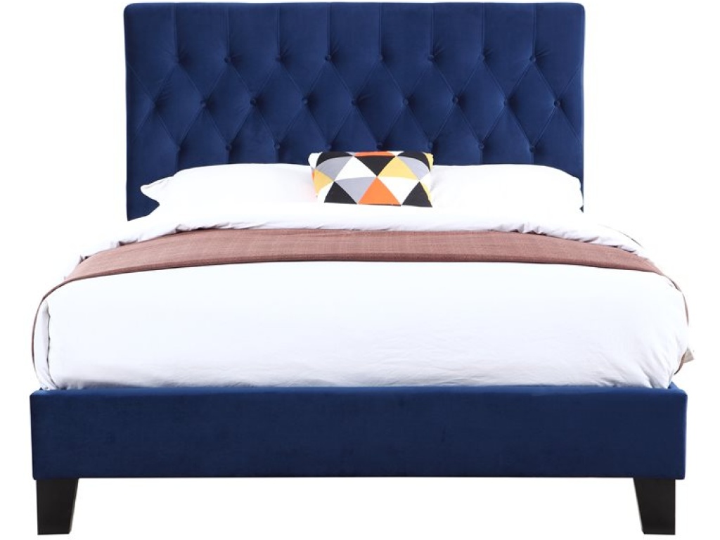 Cal King Upholstered Headboard-Footboard-Rails-Navy Blue - main image