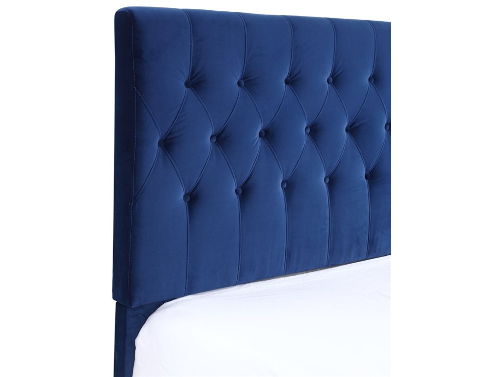 Cal King Upholstered Headboard-Footboard-Rails-Navy Blue - image 3