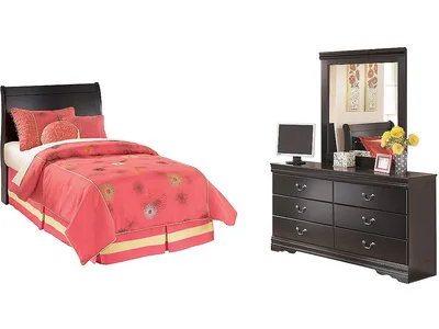 Huey Vineyard Twin Sleigh Headboard, Dresser and Mirror