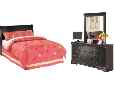 Huey Vineyard Full Sleigh Headboard, Dresser and Mirror